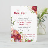 Elegant Burgundy, Crimson Floral Rehearsal Dinner 招待状 (スタンド正面)