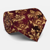 Elegant Burgundy Damask - Vintage Baroque Floral  ネクタイ (ロール)