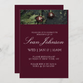 Elegant Burgundy Dark Rose Modern Custom Funeral 招待状 (正面/裏面)