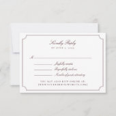Elegant Burgundy Double Frame Wedding RSVP Card (正面)