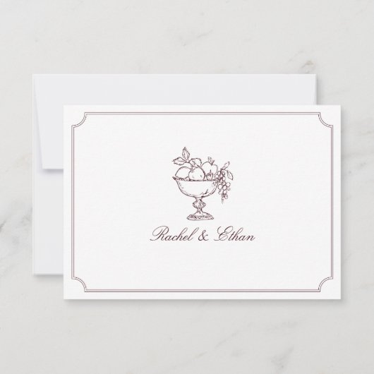 Elegant Burgundy Double Frame Wedding RSVP Card (裏面)