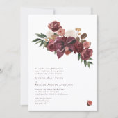 Elegant Burgundy fig Floral Wedding Announcement 招待状 (正面)