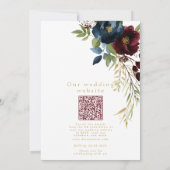 Elegant Burgundy Floral Blooms wedding  QR details 招待状 (裏面)