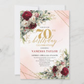 Elegant Burgundy Floral Boho Milestone Invitation 招待状 (正面)