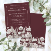Elegant Burgundy Floral Boho Wedding 招待状