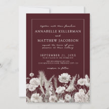 Elegant Burgundy Floral Boho Wedding