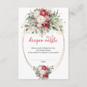Elegant Burgundy Floral Greenery Diaper Raffle エンクロージャーカード (正面)