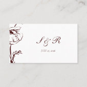 Elegant Burgundy Floral Line Art Flat Wedding プレイスカード (裏面)
