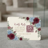 Elegant Burgundy Floral Modern QR Code Wedding 出欠カード