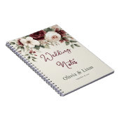 Elegant Burgundy Floral Personalized Wedding Plann ノートブック (右側)