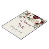 Elegant Burgundy Floral Personalized Wedding Plann ノートブック (左側)