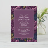 Elegant Burgundy Floral RSVP QR code Wedding 招待状 (スタンド正面)