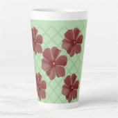 Elegant Burgundy Floral & Sage Green Lattice Patte カフェラテマグ (正面)