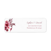 Elegant Burgundy Floral Wedding Address Labels ラベル (正面)