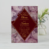 Elegant Burgundy Floral Wedding Invitation  箔招待状 (立ち正面)