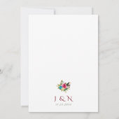 Elegant Burgundy Floral Wedding Invitation Navy  招待状 (裏面)