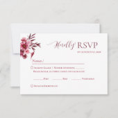 Elegant Burgundy Floral Wedding RSVP Card (正面)