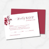 Elegant Burgundy Floral Wedding RSVP Card