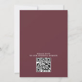 Elegant Burgundy Flowers Budget QR Code Wedding 招待状 (裏面)