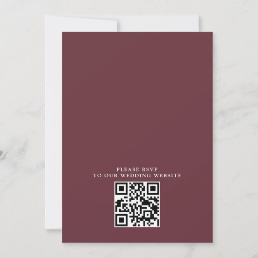 Elegant Burgundy Flowers Budget QR Code Wedding 招待状 (裏面)