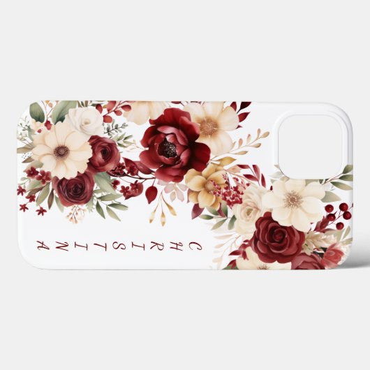 Elegant Burgundy Flowers Case-Mate iPhoneケース (裏面 (横))