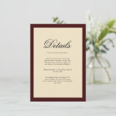 Elegant Burgundy Frame Wedding Details エンクロージャーカード (スタンド正面)