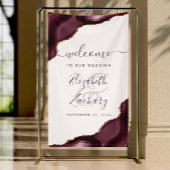 Elegant Burgundy Gold Agate Blush Wedding Welcome 横断幕