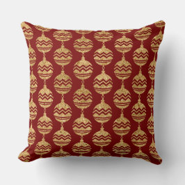 Elegant Burgundy & Gold Christmas Pillow – Luxury  クッション
