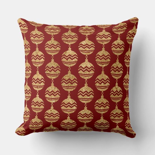 Elegant Burgundy & Gold Christmas Pillow – Luxury  クッション (正面)