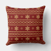 Elegant Burgundy & Gold Christmas Pillow – Luxury  クッション (裏面)