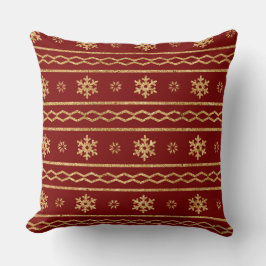 Elegant Burgundy & Gold Christmas Pillow – Luxury  クッション
