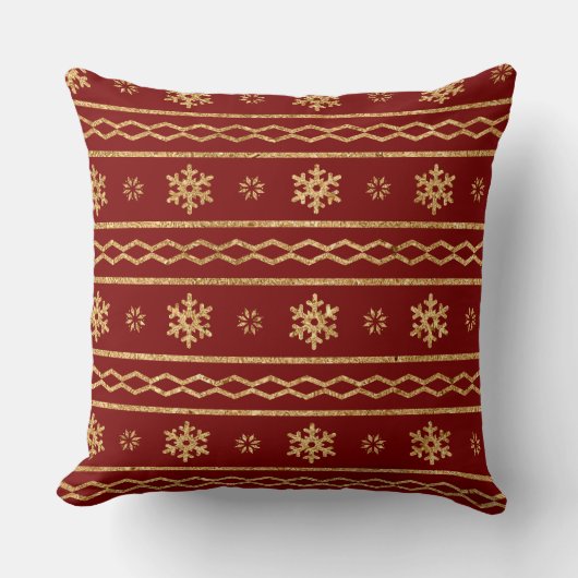 Elegant Burgundy & Gold Christmas Pillow – Luxury  クッション (正面)