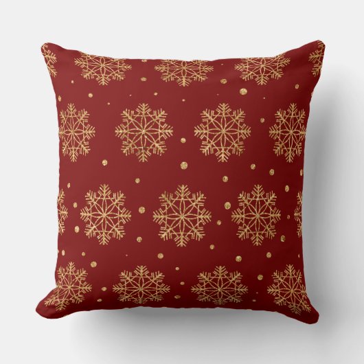 Elegant Burgundy & Gold Christmas Pillow – Luxury クッション (正面)