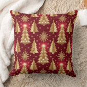 Elegant Burgundy & Gold Christmas Pillow – Luxury  クッション (ブランケット)