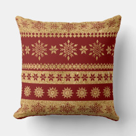 Elegant Burgundy & Gold Christmas Pillow – Luxury  クッション