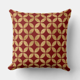 Elegant Burgundy & Gold Christmas Pillow – Luxury  クッション
