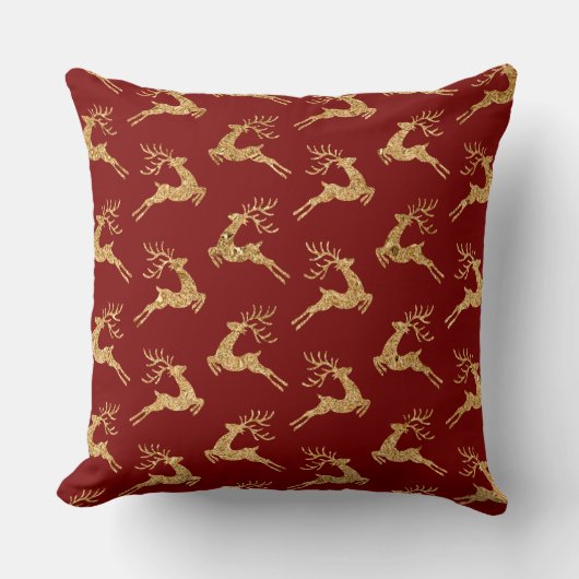 Elegant Burgundy & Gold Christmas Pillow – Luxury クッション (正面)
