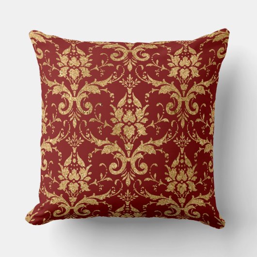 Elegant Burgundy & Gold Christmas Pillow – Luxury クッション (正面)