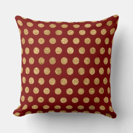 Elegant Burgundy & Gold Christmas Pillow – Luxury  クッション