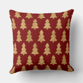 Elegant Burgundy & Gold Christmas Pillow – Luxury  クッション (裏面)