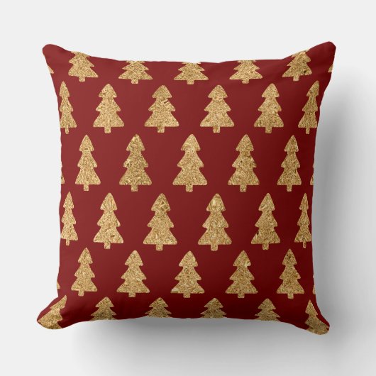 Elegant Burgundy & Gold Christmas Pillow – Luxury  クッション (正面)