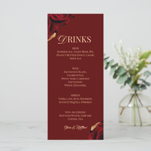 Elegant Burgundy Gold Drink  メニュー (スタンド正面)