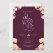 Elegant Burgundy & Gold Floral Wedding Invitation 招待状 (裏面)