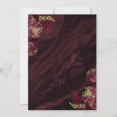 Elegant Burgundy Gold Floral Wedding Save the Date 招待状 (裏面)