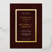 Elegant burgundy gold foil typography wedding 箔招待状 (正面)