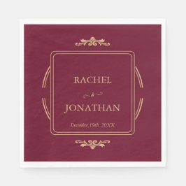 Elegant Burgundy Gold Formal Wedding Paper Napkin スタンダードランチョンナプキン