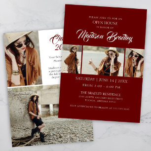 Elegant Burgundy & Gold Graduation Invitation 招待状