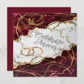 Elegant Burgundy & Gold Marble 招待状 (正面/裏面)