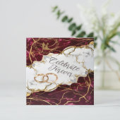 Elegant Burgundy & Gold Marble 招待状 (スタンド正面)