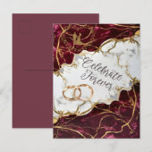 Elegant Burgundy & Gold Marble Wedding Invitation インビテーションポストカード (正面/裏面)